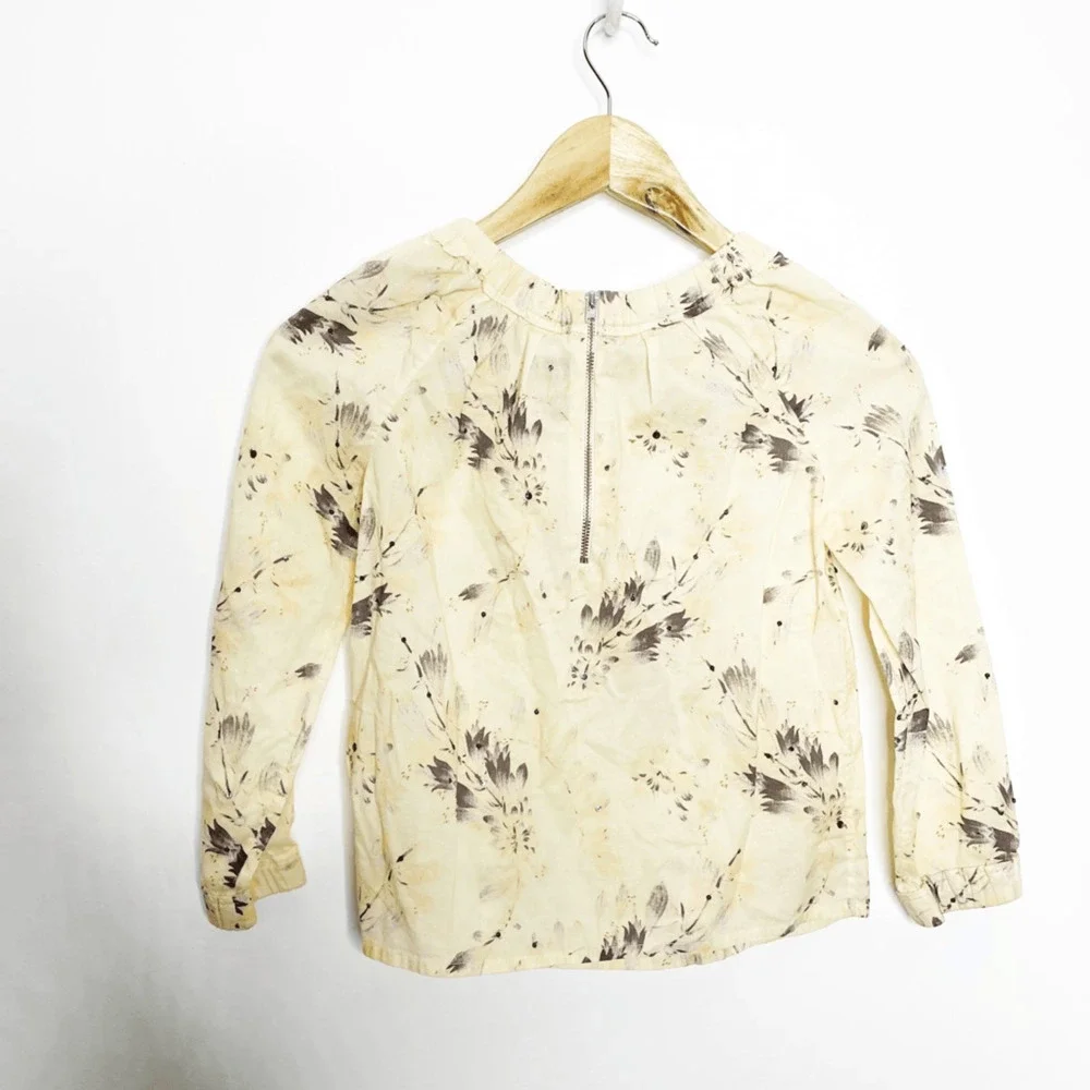 BONPOINT Floral Vanille long sleeve top cotton blend sequined zip girls 8